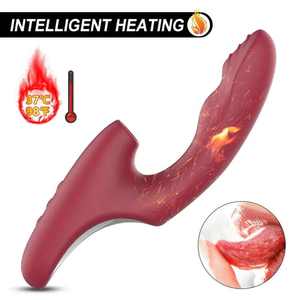 Vrouwelijke vibrator 7-frequentie vibratieknop Activering Verwarming en zuigen Vrouwelijke masturbator Speelgoed voor volwassenen - Product Image 2