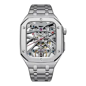 苹果手表不锈钢商务男士臂章带表壳的豪华金属手表腕带