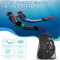Ensemble masque et palmes de plongée bleu-noir, kit de plongée 3-en-1 idéal pour débutants avec masque anti-buée et tuba anti-étouffement