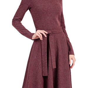 High Quality Fashion Style <strong>Dresses</strong> Women Ladies Knitted Full Sleeve Midi Length a Line <strong>Dresses</strong> Women Lady Elegant Woman Clothes - Product Image 2
