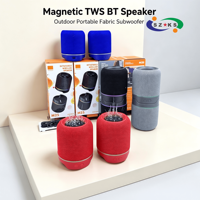 Haut-parleur portable magnétique TWS 2-en-1 en tissu pour extérieur, stéréo double canal, mini subwoofer pour fêtes et réunions