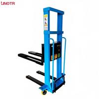 Chariot élévateur mobile LINOTR à fourche auto-élévatrice, chariot élévateur électrique portable, petit chariot élévateur à fourche, capacité de charge de 1 tonne, batterie lithium-ion, hydraulique latéral