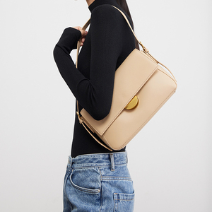 Nouvelle Pochette Carrée Tendance en Cuir Véritable pour Filles, Portée Épaule Unique avec Fermeture Auto-agrippante pour Usage Décontracté Sous le Bras - Product Image 2