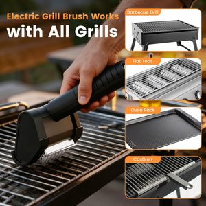 Brosse de nettoyage de grille électrique rotative sans fil rechargeable avec angle réglable, sans perte de poils, stock d'usine - Product Image 2