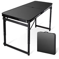 Table de camping pliante en aluminium, réglable en hauteur, légère et portable avec poignée pour la cuisson en extérieur et les voyages