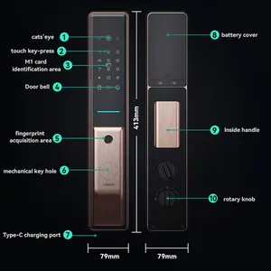 LEELEN cerraduras de seguridad para puertas cerrojo de seguridad cerradura de puerta WiFi huella digital inteligente cerradura de puerta digital con cámara