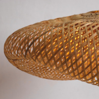 Abat-jour suspendu en bambou artisanal moderne Fusen, LED à intensité variable, angle de faisceau de 360°, garantie 1 an, pour l'éclairage du salon