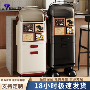 Vintage Style Kitchen Trash Can With Lid Rectangular Large Capacity Indoor Wastebasket For Home Living Room Bedroom - Product Image 5