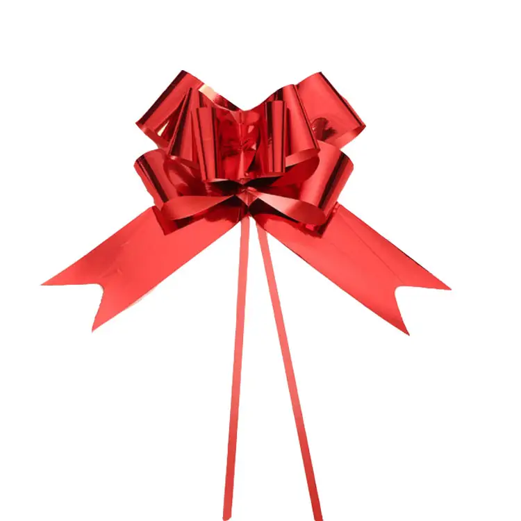 Besar Merah Metalik Tarik Busur Hadiah Pembungkus Kupu-kupu Simpul Hadiah Pita Busur untuk Hadiah Keranjang Pernikahan Hari Valentine Dekorasi