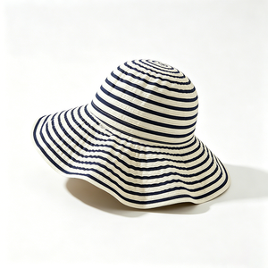 Summer Nautical Striped Unisex Oversized Wide Brim UV Protection <b>Foldable</b> Beach Fishing Sports Daily Outdoor Hat - Product Image 2