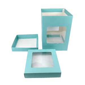 Hộp Giấy Bánh Vuông Cao Tầng Hình Vuông Ủng Hộ Đám Cưới Tùy Chỉnh 6 8 10 12 14 Inch Có Cửa Sổ Trong Suốt - Product Image 4