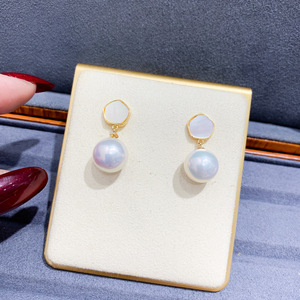 Accesorios de Plata S925 para DIY con Perlas, Bandeja Vacía para Perlas Redondas de 9-13mm, Pendientes Modernos 22079 - Product Image 3