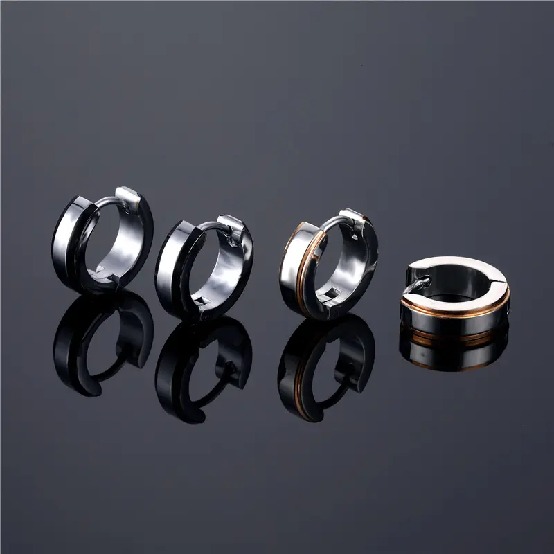 Korean Fashion Punk Allergy Free Titanium Earrings Stainless Steel Geometric Black Earring For Fashion Men Women Jewelry