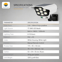 Vente en gros de lampes murales solaires à LED avec télécommande, rechargeables, étanches, pour extérieur, jardin, maison, sécurité, dissuasion, fausse caméra