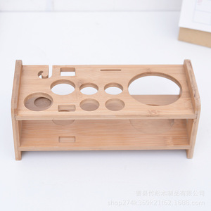 Estante para copas de vino de bambú, soporte de almacenamiento pequeño de madera maciza para copas de vino, estilo chino - Product Image 1