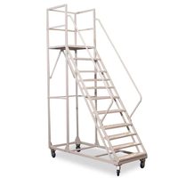 Plateforme d'étagère mobile à roulettes, chariot industriel à marches pour le refourrage en entrepôt et en supermarché