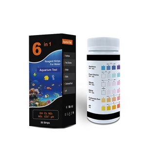 Bandelettes de Test d'eau d'<span class=keywords><strong>aquarium</strong></span> à 6 voies, PH NO2 NO3 <span class=keywords><strong>NH4</strong></span> bandelettes de Test de chlore Kits de Test d'eau d'étang et de réservoir - Product Image 1