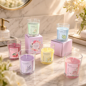 Lilin Aroma Mewah Ukuran Kecil dalam Stoples Kaca Lavender Jasmine Mawar Vanila Set Sampel Lilin Wangi Label Pribadi OEM ODM - Product Image 3