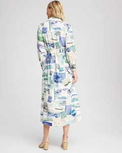 Robe chemise midi décontractée à imprimé pois avec ceinture, taille empire, durable - Product Image 3