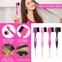 Brosse à cheveux double face pour le contrôle des bords, peigne à queue en acier, brosse à sourcils 3-en-1 – Vente en gros