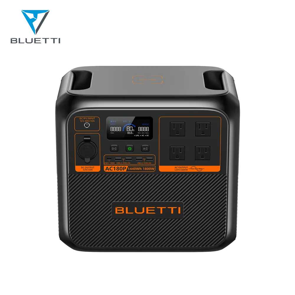 Estación de carga portátil Bluetti AC180P Dispositivo de alimentación multifunción Su respaldo de energía renovable