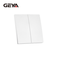 Interrupteurs muraux modernes minimalistes étanches GEYA avec logo personnalisé, norme britannique, 2 gangues, 1 voie, plaque PC, 250V 16A
