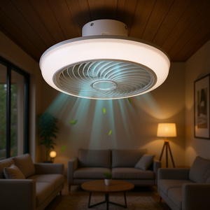 Ventilateur de plafond LED au design moderne, montage encastré, moteur DC, télécommande, 6 vitesses, décoration intérieure, blanc chaud 3500K - Product Image 2