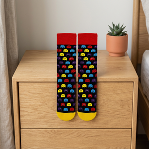 Calcetines de Casa para Adultos Unisex con Diseño de Pac-Man, Coloridos, Tejidos, de Algodón Rasgado - Product Image 3