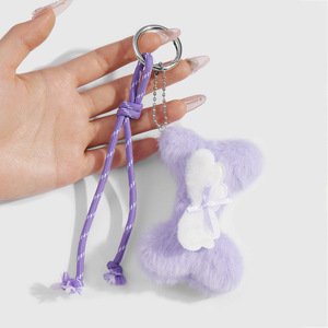 Fashionable da moda sevimli pembe deri ilmek peluş kemik sopa ilmek anahtarlık - Product Image 5