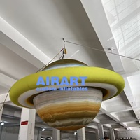 Planète gonflable de 1 m pour exposition muséale aérospatiale - Planètes suspendues gonflables LED personnalisées de grande taille - Planètes du système solaire gonflables