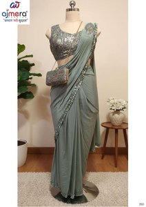 Sari Tradicional Estampado de Ajmera Fashion para Fiestas, Longitud Regular, Secado Rápido, Estilo Elegante para Celebraciones y Bodas, para Mujeres, Todas las Temporadas - Product Image 2