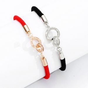 New Double <b>Ring</b> <b>Couple</b> Bracelets Men and Women Commemorative Gifts Wild Interlocking Bracelet Hand-woven Hand Rope - Product Image 1