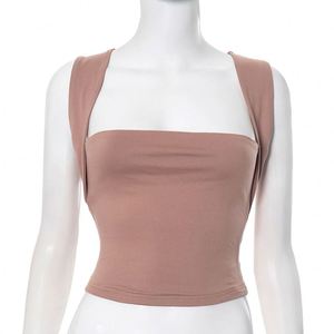 Mode femmes mince sangle couleur unie extensible Multi porter haut court femmes vêtements d'été 2025 - Product Image 5