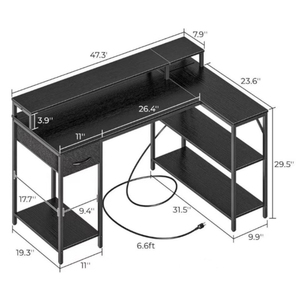 Scrivania Angolare a L Vintage all'Ingrosso per Appartamenti, Alloggi, Uffici Commerciali, con Ampio Spazio di Archiviazione, Tavolo per Gaming e Laptop - Product Image 6
