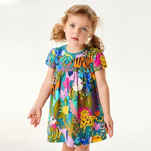 Gaun katun untuk anak-anak gaun rajut khusus anak-anak gaun anak-anak musim panas ramah kulit pakaian bayi kustom anak perempuan