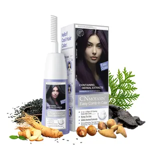 Shampoo de tintura de cabelo 5min, popular na Índia, atacado CNMOFAXIN Marcas, shampoo de tintura de cabelo preto rápido com ervas naturais de ginseng