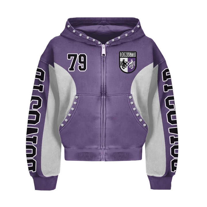 French Terry Crop Zip Up Hoodie