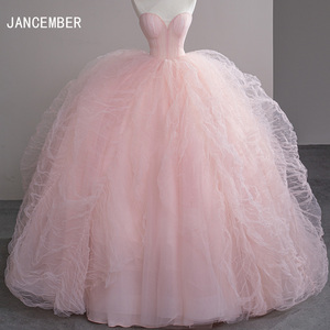 Luxury <b>Pink</b> <b>Wedding</b> Tulle Ball Gown Sleeveless Princess <b>Wedding</b> Evening Prom <b>Dresses</b> Sfy15 - Product Image 1
