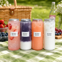 Bocaux à boisson en plastique PET transparent avec couvercles en aluminium, qualité alimentaire, sans BPA, anti-fuite, logo personnalisé, vente en gros