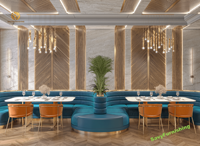 Design d'intérieur de luxe pour hôtel, salon, restaurant, bar moderne, concept de restaurant, ensemble de meubles personnalisés pour café-restaurant