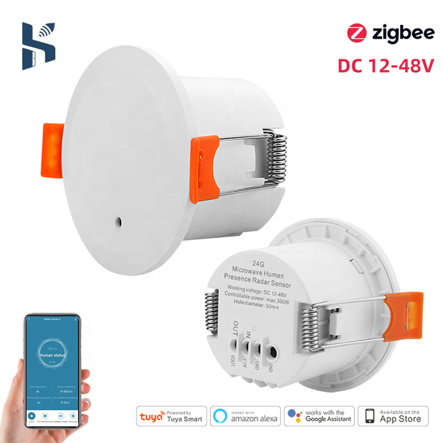 DC 12-48V Wi-Fi PIR Motion Sensor Tuya Smart Home & Hotel Ceiling Mounted Human Motion Sensing Device APP Control ABS Material