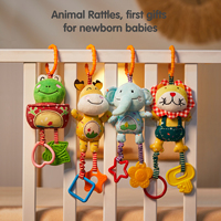 Tumama Jouet hochet et anneau de dentition en peluche doux et coloré pour bébé, animal suspendu au lit