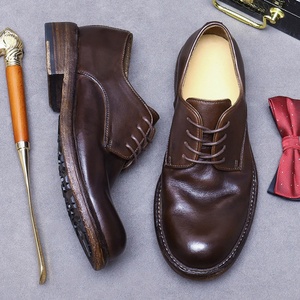Chaussures Oxford de luxe pour hommes en cuir véritable, semelle intermédiaire faite à la main, construction Goodyear, bout carré, respirantes - Product Image 1