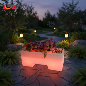 Pot de fleurs LED lumineux pour extérieur, décoration de jardin, balcon, patio, imperméable, revêtement PE, 16 couleurs changeantes, télécommande - Product Image 5