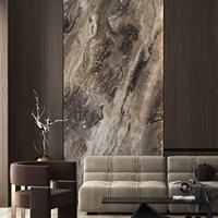 Panneau mural moderne en charbon de bambou, imperméable et ignifuge, série veinée de pierre WPC pliable, pour usage en mur de fond de villa et hôtel