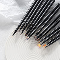 Ensemble de pinceaux à ongles de haute précision pour nail art, luxe, noir mat, poils en nylon flexibles, multi-usages, kit de manucure de détail pour salon
