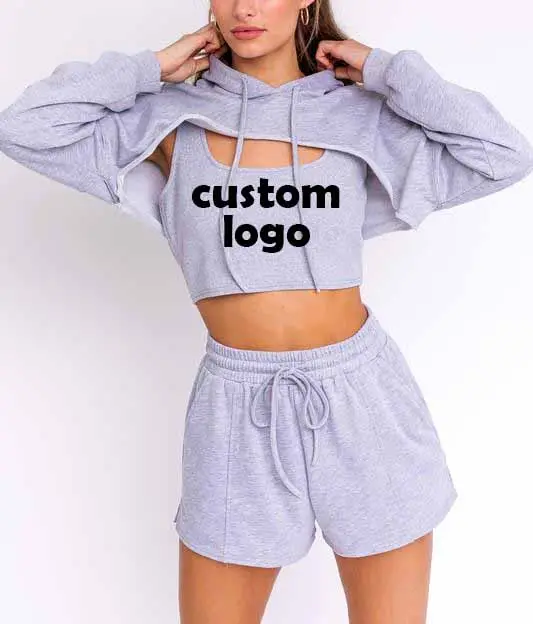 Custom Logo French Terry Streetwear Plain Cropped full Zip Up cotton Hoodie Women's sweatshirt Cropped Hoodie crop top hoodie