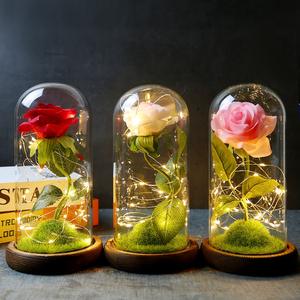 Lampada a Forma di Rosa in Cupola di Vetro, Rose di Seta Blu Artificiali con Luce LED, Regalo per Compleanno, Matrimonio, Anniversario, San Valentino - Product Image 4