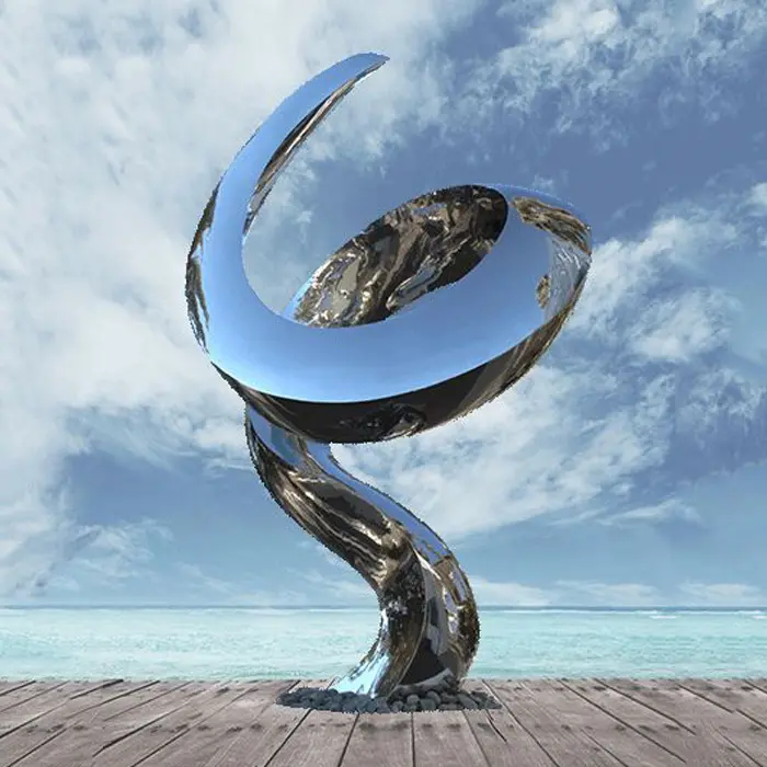 Large polished stainless steel sculptures