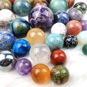 Boule de sphère de quartz de cristal de matériaux mélangés boule de cristal de pierre de lune d'améthyste de pierre naturelle pour l'ornement de Fengshui - Product Image 2